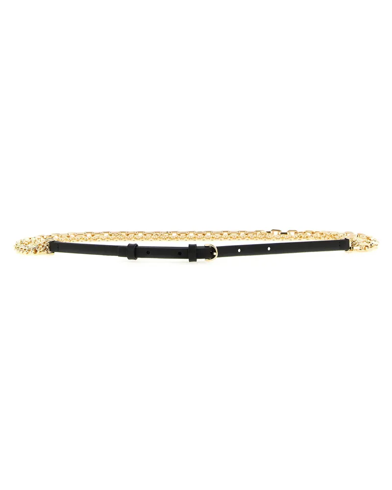 Pinko Leather Chain Belt — Black Black