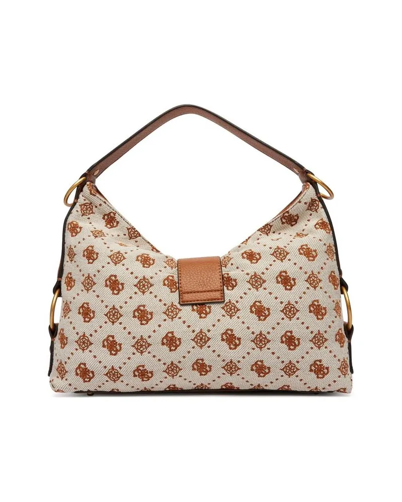Guess Women's Shoulder Bag Cognac Logo Polyester Fibres Shoulder-bags Cognac