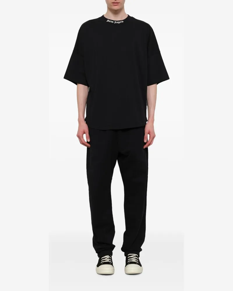 Palm Angels Logo-Embroidered Cotton T-shirt — Black Black