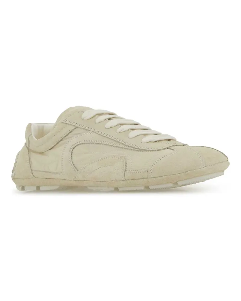 Prada Men's Ivory Suede And Re-Nylon Montecarlo Re-Edition 2005 Sneakers Avorio Beige