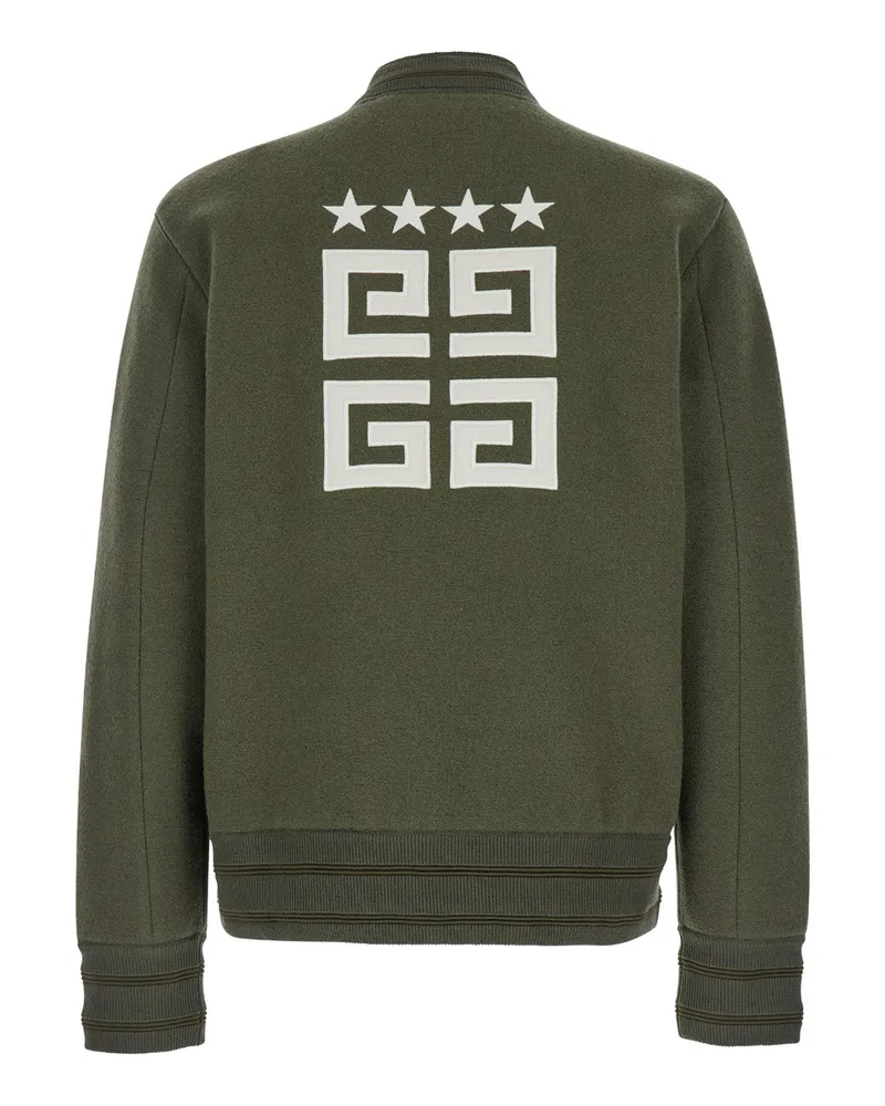 Givenchy Men's Green Wool Sweatshirt With Bomber Collar Coat Green