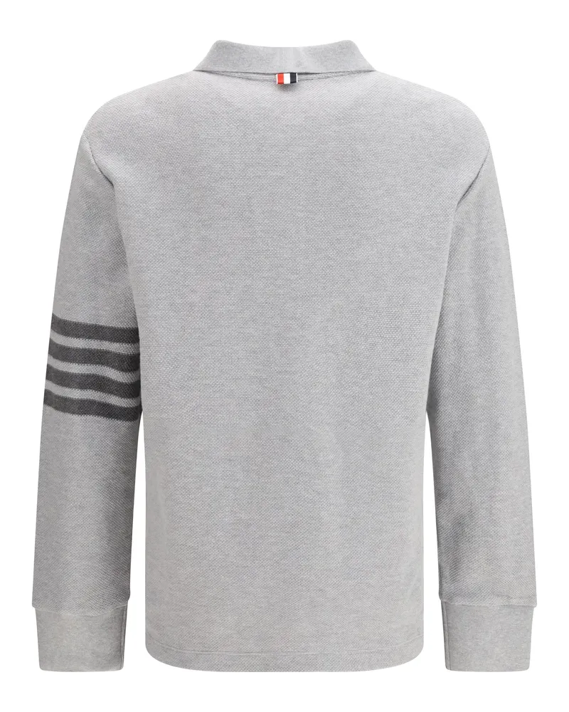 Thom Browne Men's Piqué Long-Sleeve Polo Pale Grey Cotton Shirts T-shirts And Polos Gray