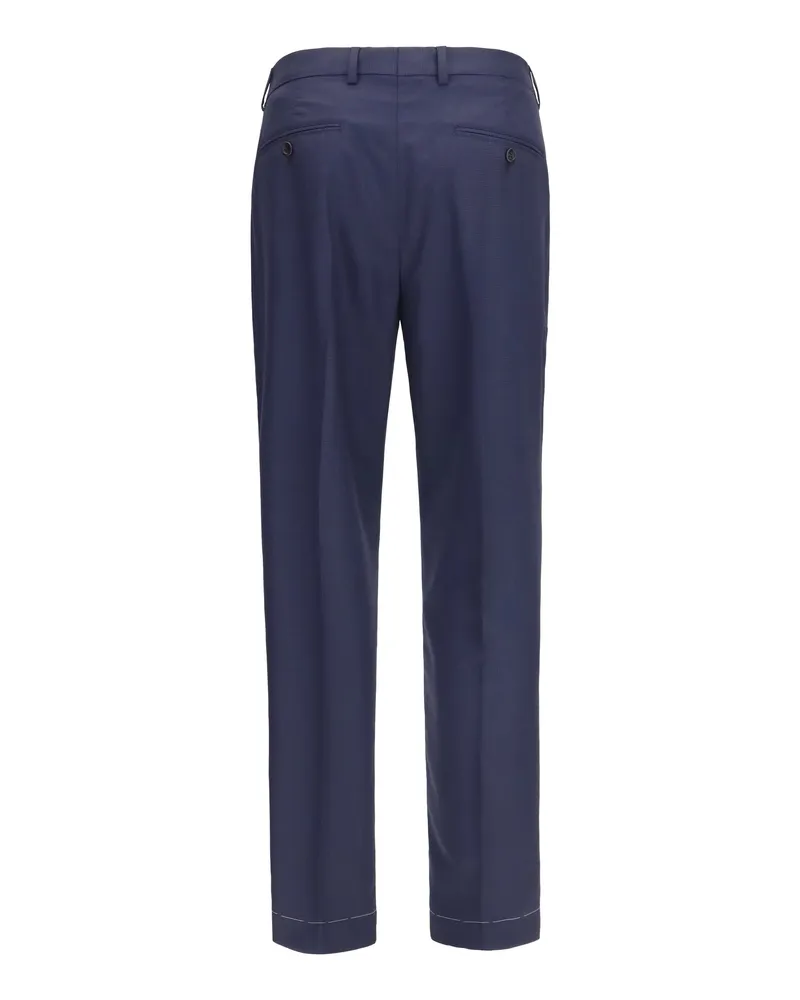 Brunello Cucinelli Men's Tailored Virgin Wool Pants C011 Fleece Ovis Aries Trousers Navy