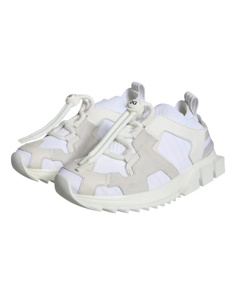 Dolce & Gabbana Women's White Mesh Sorrento Trekking Sneakers Shoes White