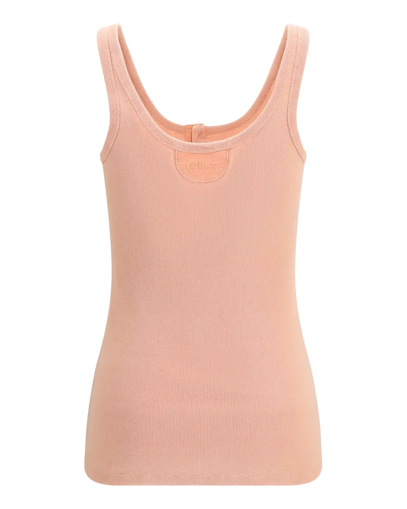 Chloé Women's Fitted Henley Tank Top Coral Sand Cotton Pink