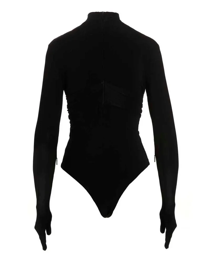 AMBUSH Heart-Cutout with Glove Sleeves Bodysuit — Black Black
