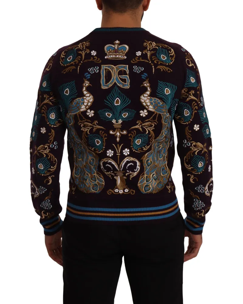 Dolce & Gabbana Men's Bordeaux Cashmere Dg Crown Embroidered Sweater Clothing Bordeaux