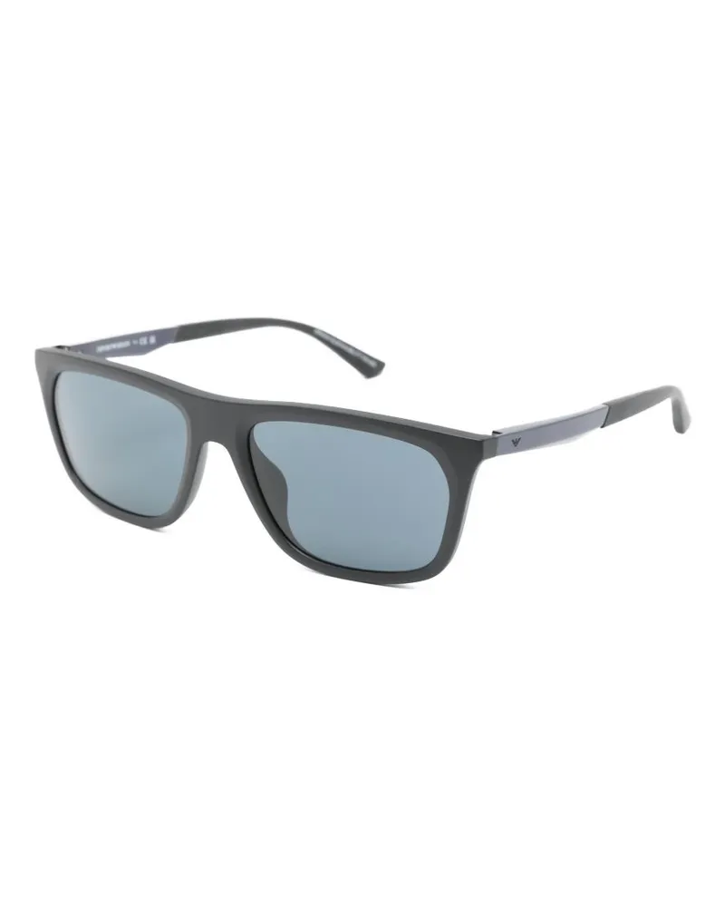 Emporio Armani Rectangle Frame Sunglasses — Black Black