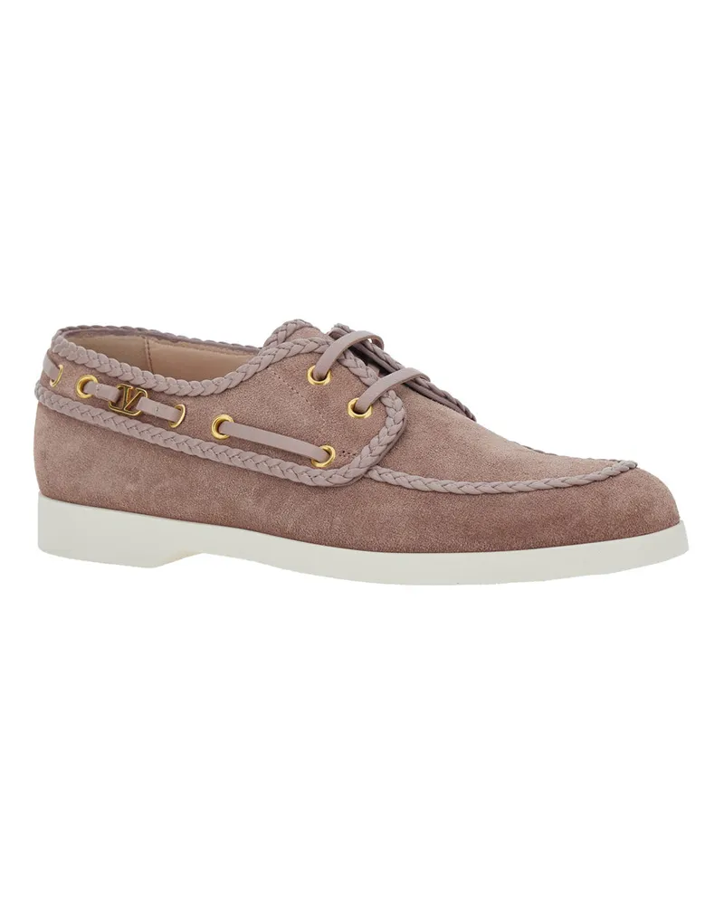 Valentino Garavani Women's Beige Suede Loafers With Front Laces Beige