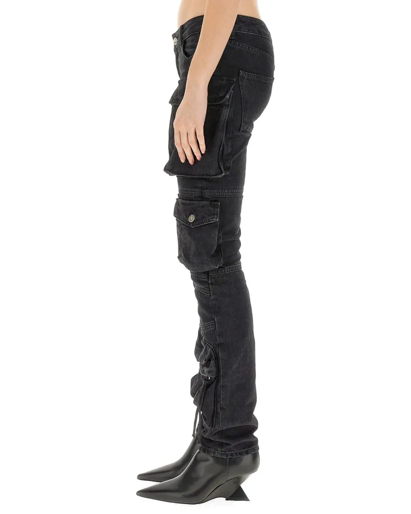 ATTICO 100% Cotton Cargo Pants — Black 