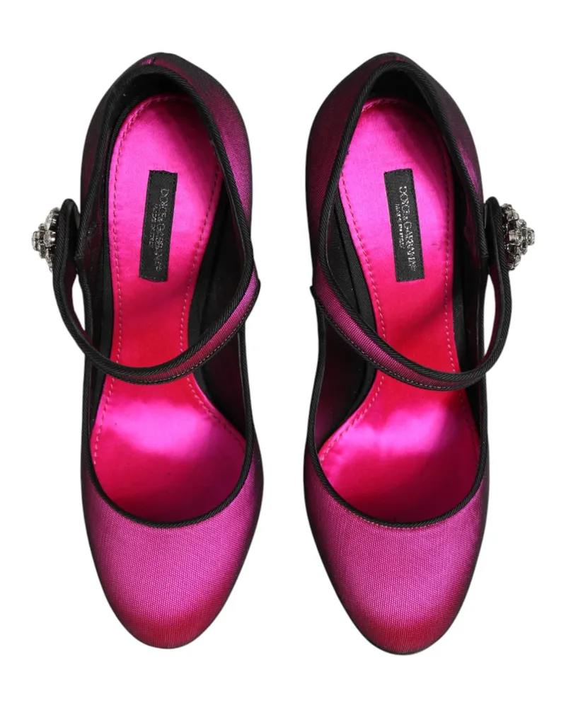 Dolce & Gabbana Women's Pink Strass Mary Janes Heels Pumps Shoes 07+pa+se+vi Pink