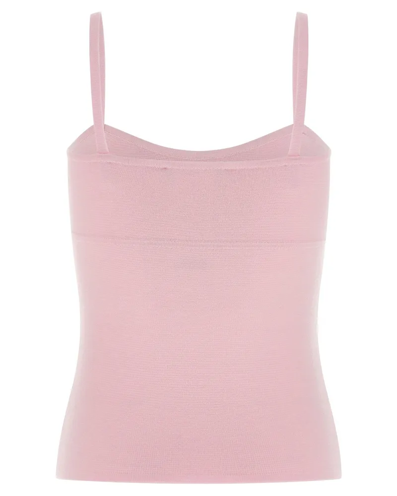 Max Mara Pure Wool Sweetheart Neckline Tank Top — Pink Pink