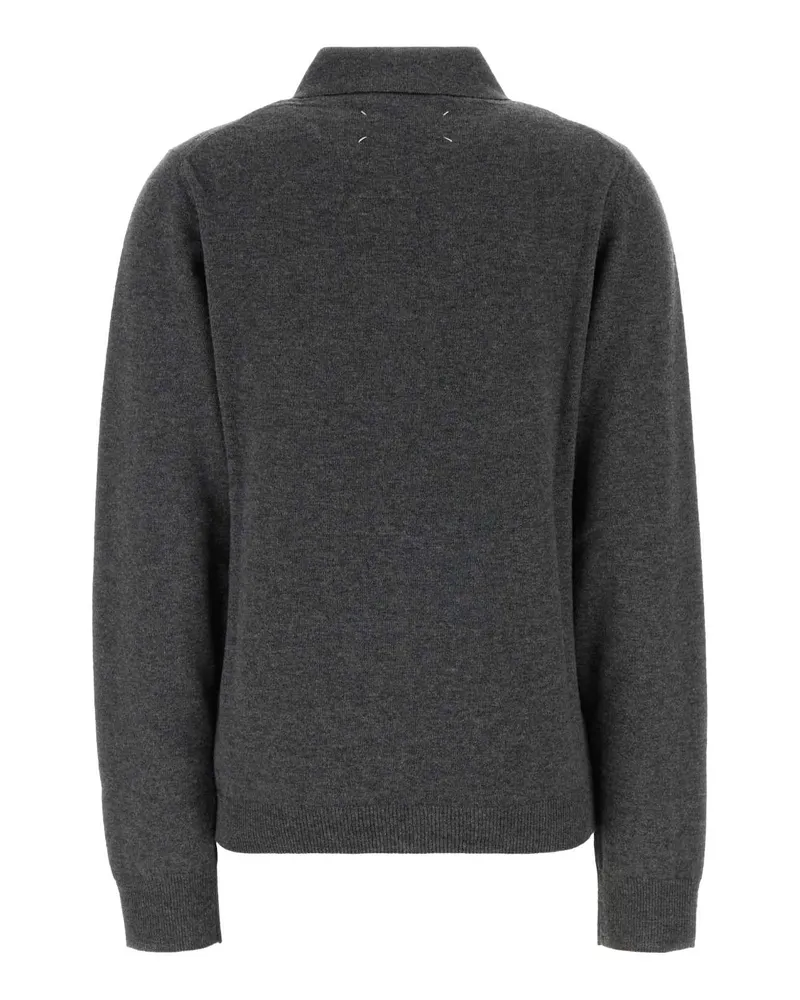 Maison Margiela Women Twist Lambswool Polo Gray Virgin Wool Gray
