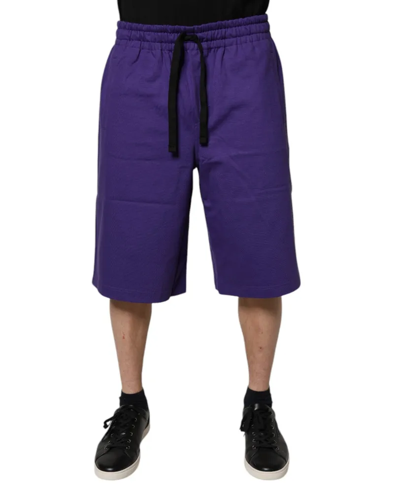 Dolce & Gabbana Purple Cotton Men Bermuda Sweatshorts Shorts Purple