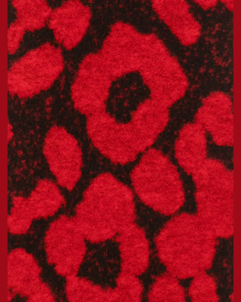 Paul Smith Leopard-Print Brushed Wool Scarf — Red Red