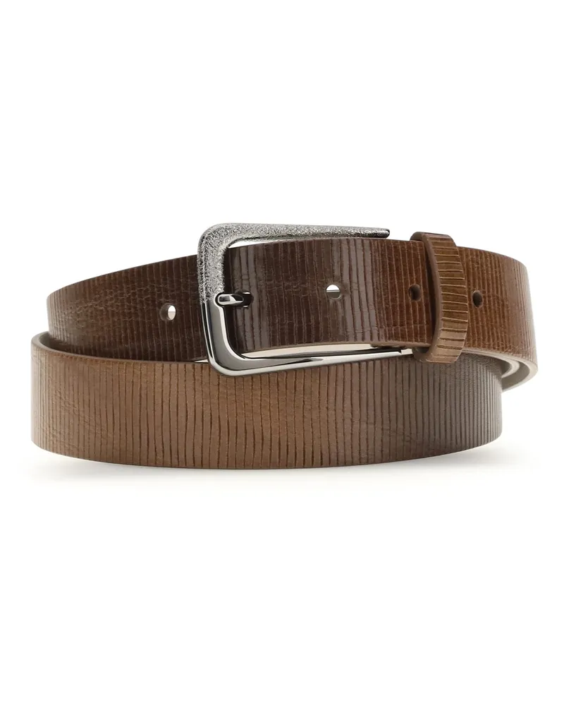 Brunello Cucinelli Women's Belt Carved Leather Tundra Calf Brown