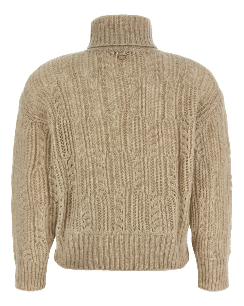 AGNONA Openwork Cashmere-Silk Sweater — Beige Beige