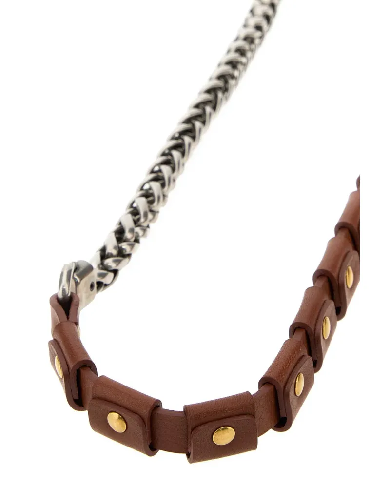 Miu Miu Women's Brown Leather Necklace Tabaccoarg.vebron Exterior: Collane Necklaces Tabaccoarg.vebron
