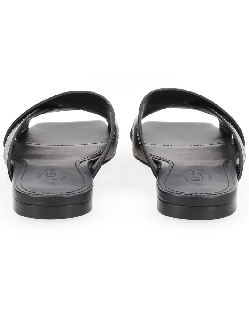 TOD'S Cross-Strap Calfskin Sandal — Black Black