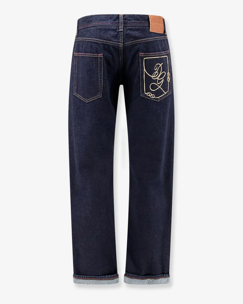 Dolce & Gabbana Men's Jeans With Logo Embroidery, Blue Cotton Blue