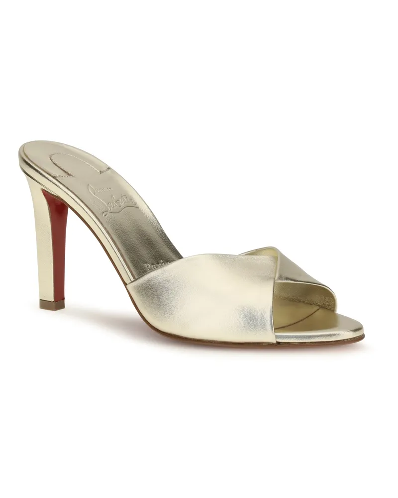 Christian Louboutin Women's Fanny Mules Platine-Lin Platine Sandal Platine/lin Silver