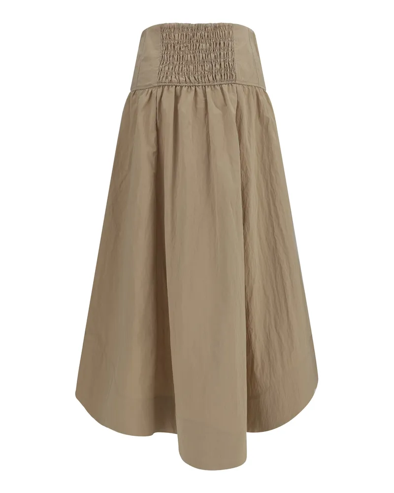Ganni Women's Corset-Detail And Ruched Midi Skirt Warm Sand Cotton; Polyamide Beige