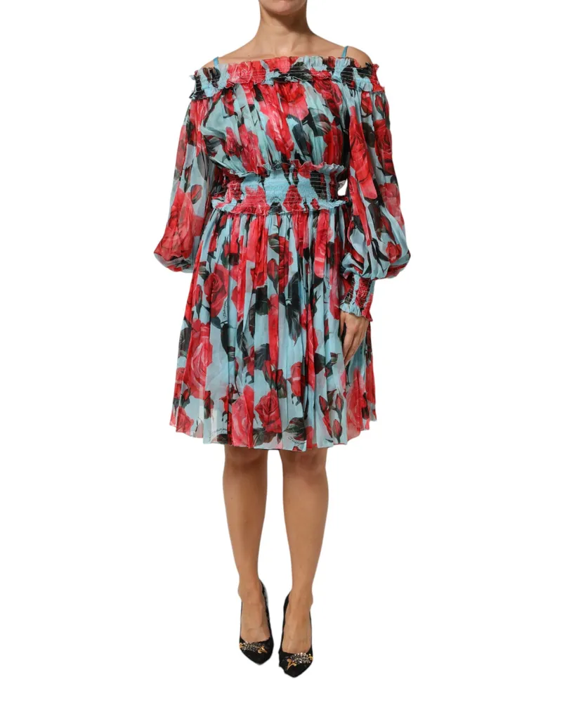 Dolce & Gabbana Women's Multicolor Romantic Floral Silk Chiffon Dress Multicolor
