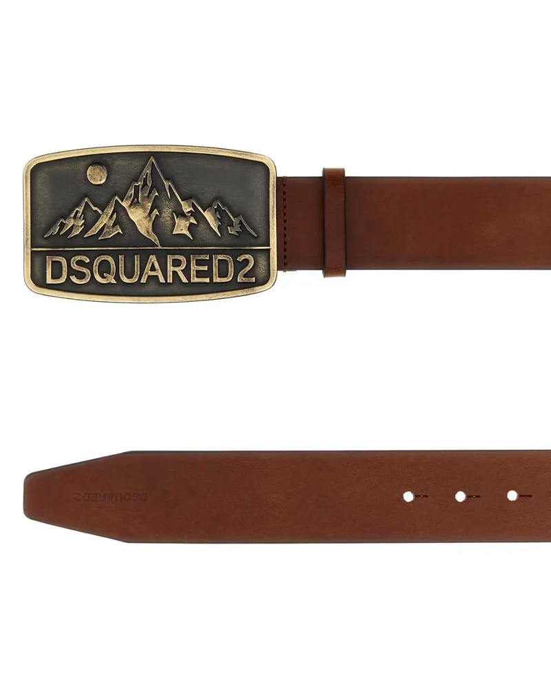 Dsquared2 Mountain Logo Buckle Belt — Brown Brown