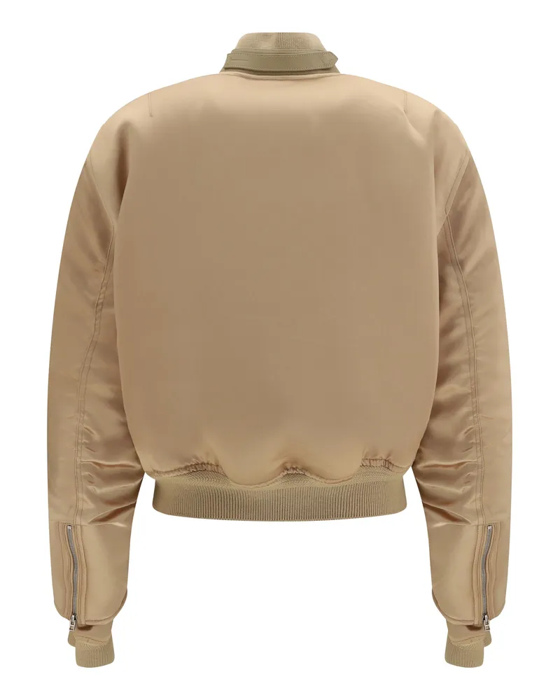 Tom Ford Satin Aviator Bomber Jacket — Beige Beige