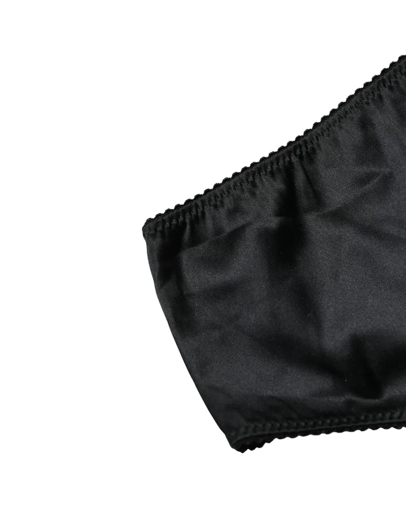 Dolce & Gabbana Women Black Silk Stretch Mid Waist Brief Panty Underwear Elastane Clothing Black