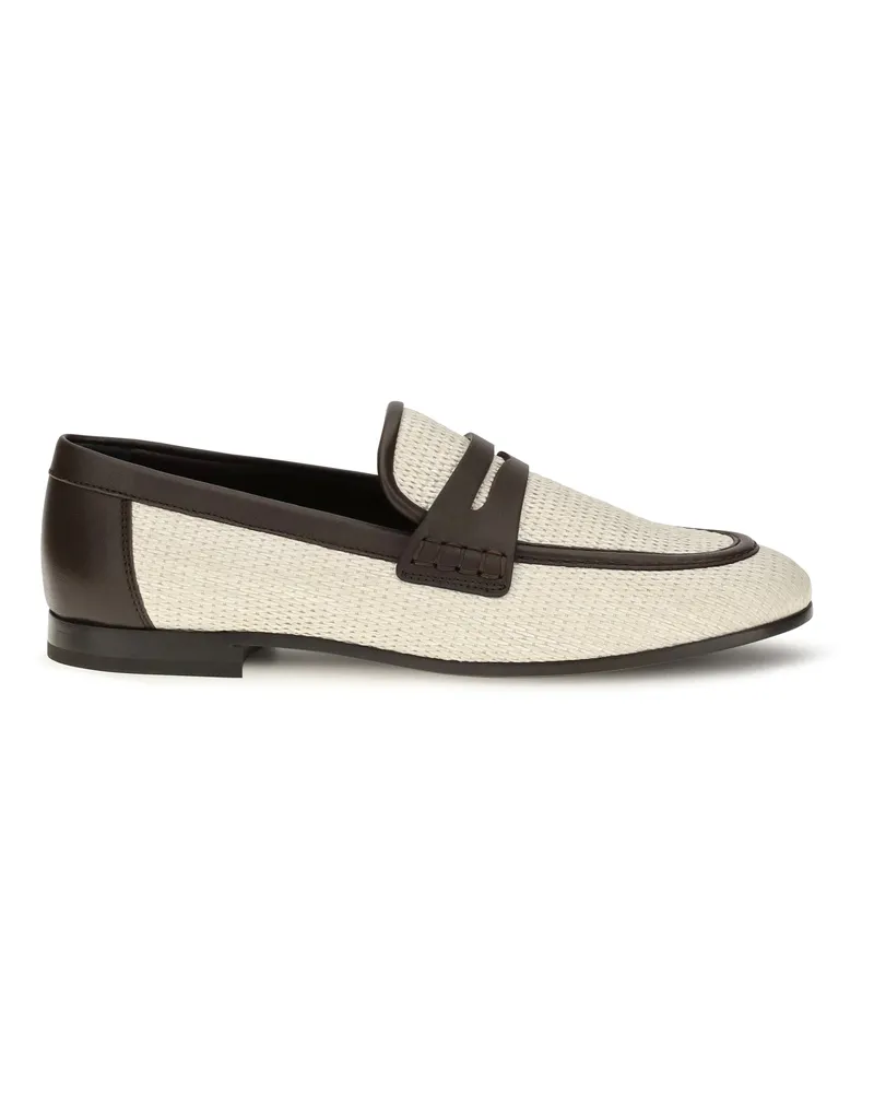 Brunello Cucinelli Women's Leather And Raffia Loafers Rope Polyamide Beige