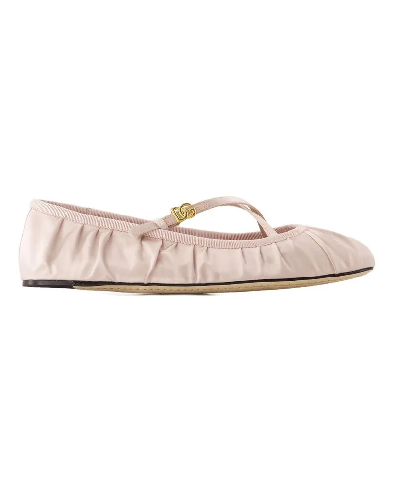 Dolce & Gabbana Women's Satin Ballerina Beige Silk Beige