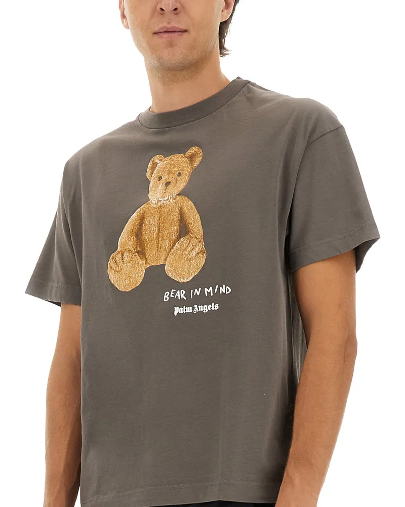 Palm Angels Printed Cotton T-Shirt — Gray Gray