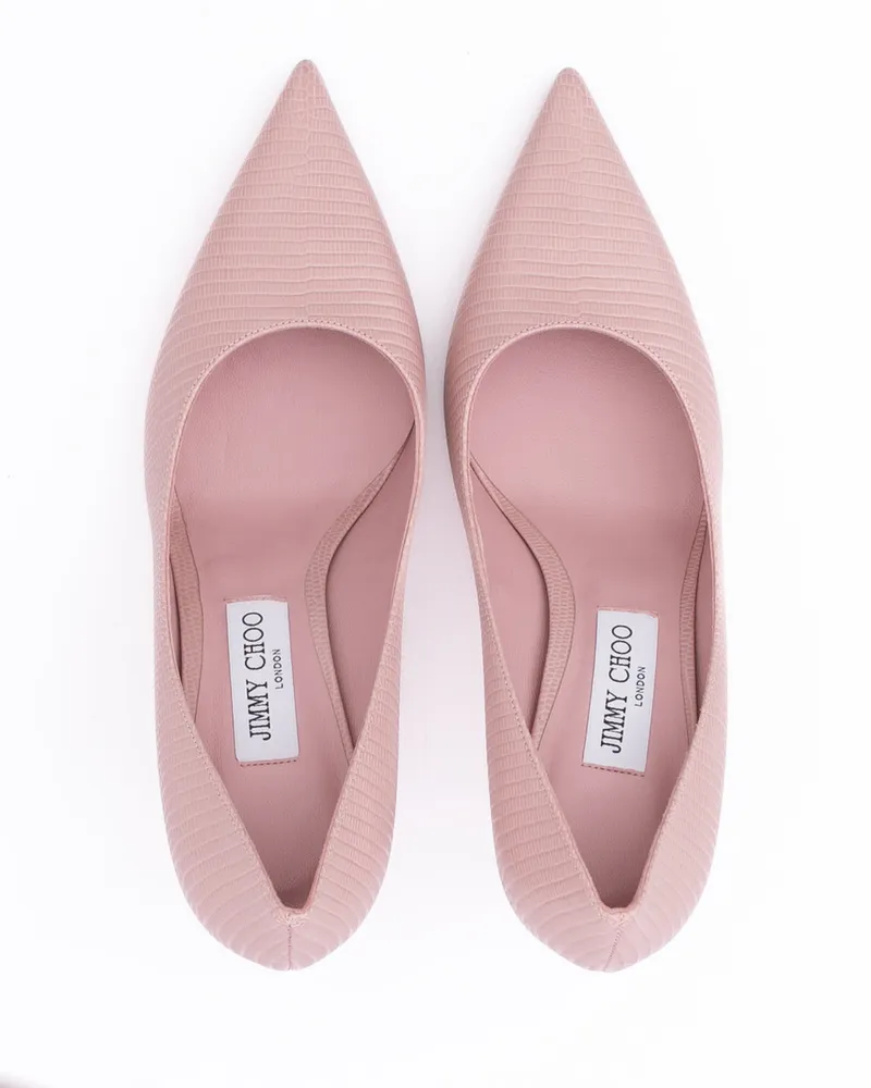 Jimmy Choo Women's Pink Lizard Printed Leather Love 85 Pumps Pink