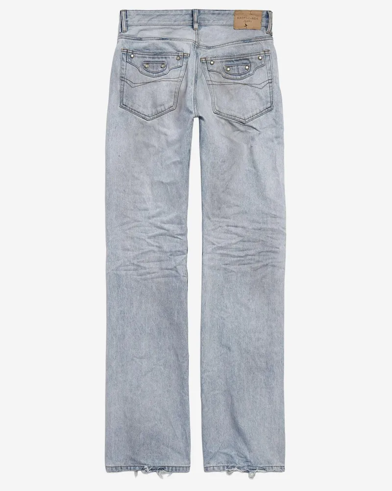 Balenciaga Women's Light Blue Cotton Denim City Jeans Trousers Blue