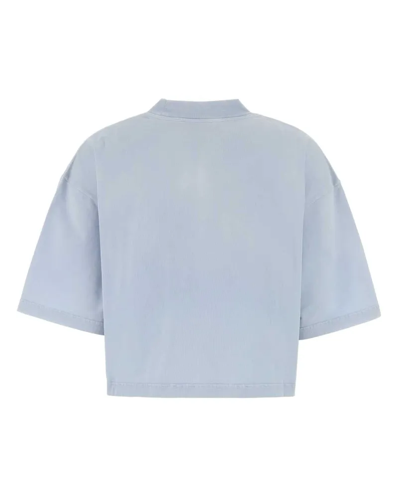Marni Women's Logo-Embroidered Cotton T-Shirt Blue Blue