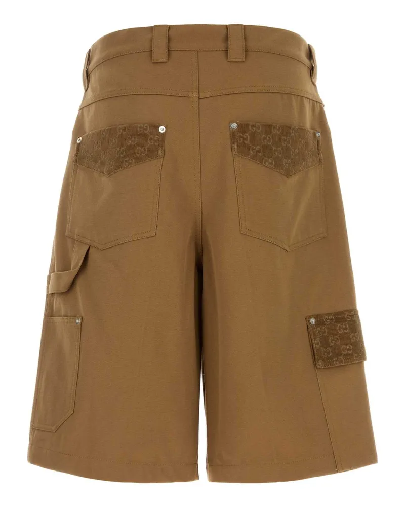 Gucci Men's Caramel Cotton Bermuda Shorts Camel Exterior: Pantaloni Camel