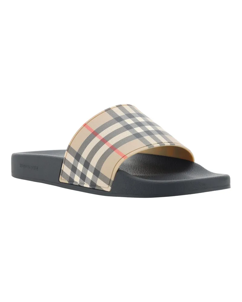 Burberry Men's Brown Rubber Slides Sandals Brown