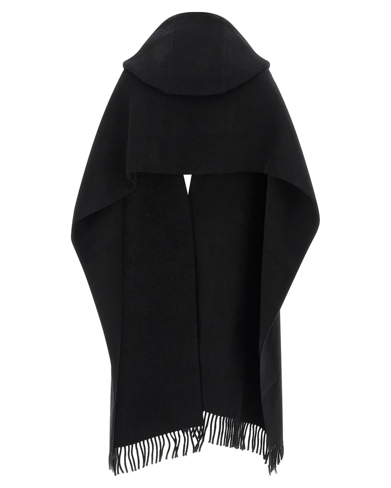 Brunello Cucinelli Wool and Cashmere Knit Hooded Scarf — Black Black
