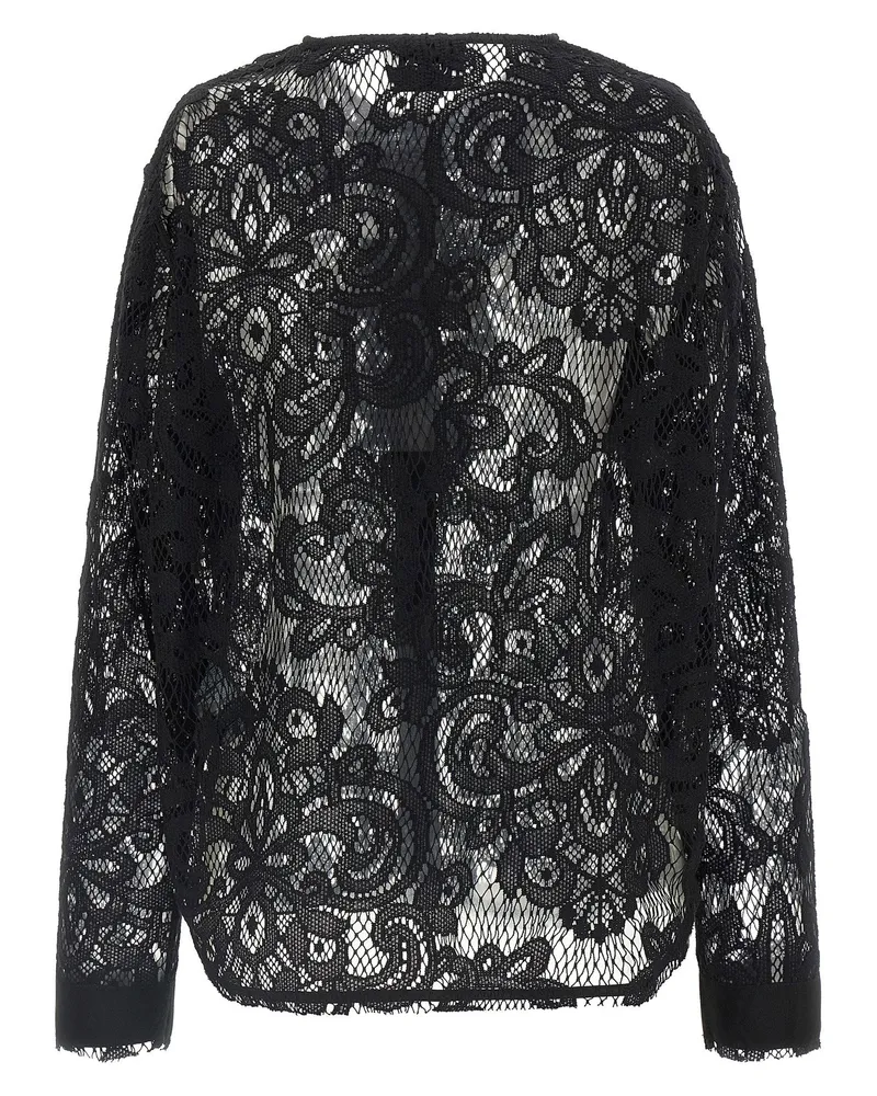 NUDE Floral Lace Blouse — Black Black