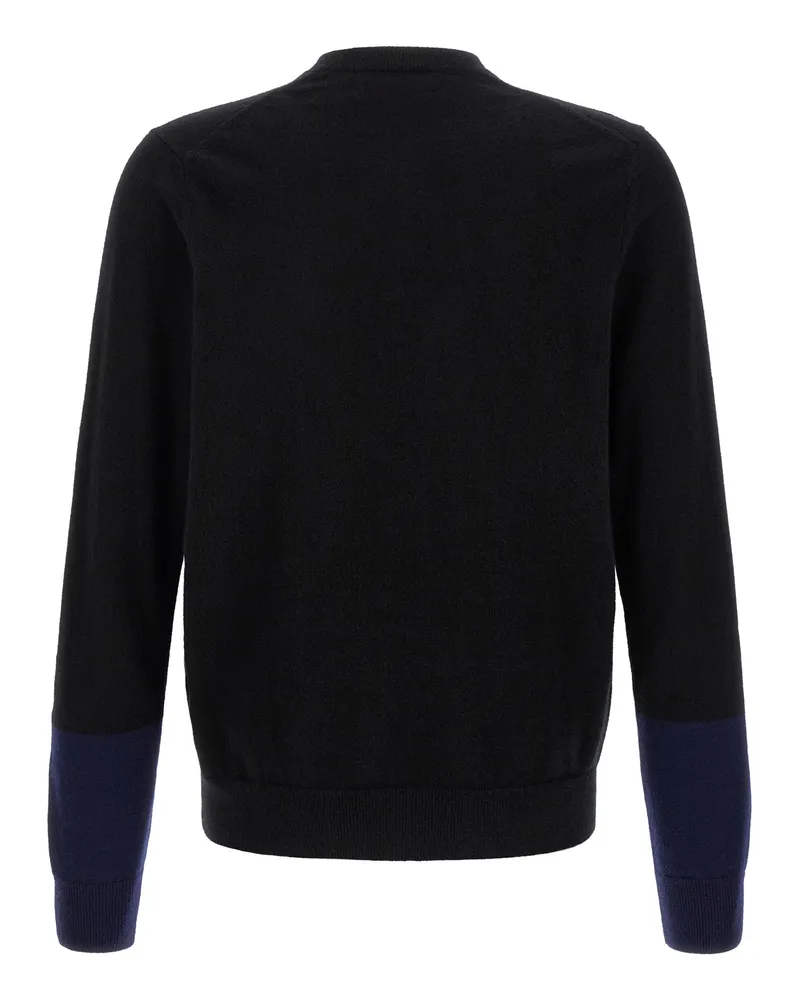 Comme des Garçons Pure Wool Color-Block Cardigan — Black Black