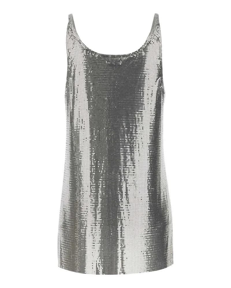 Paco Rabanne Women's Silver Metal Knit Top Exterior: Aluminium Maglie Sweater Silver