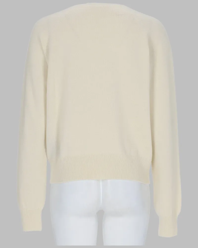 Balmain Jewel-Button Cashmere Blend Sweater — White White