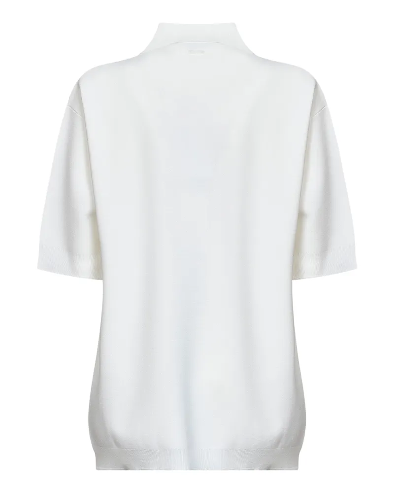 Max Mara Women's Polo Shirt Mxmalpino Viscose Crepe White Knitwear Sweater White