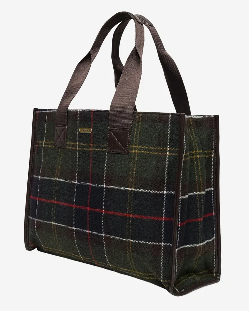 Barbour Women's Tote Bag Turnberry Wool-Blend Check Multicolour Polyester Handbags Hand Green