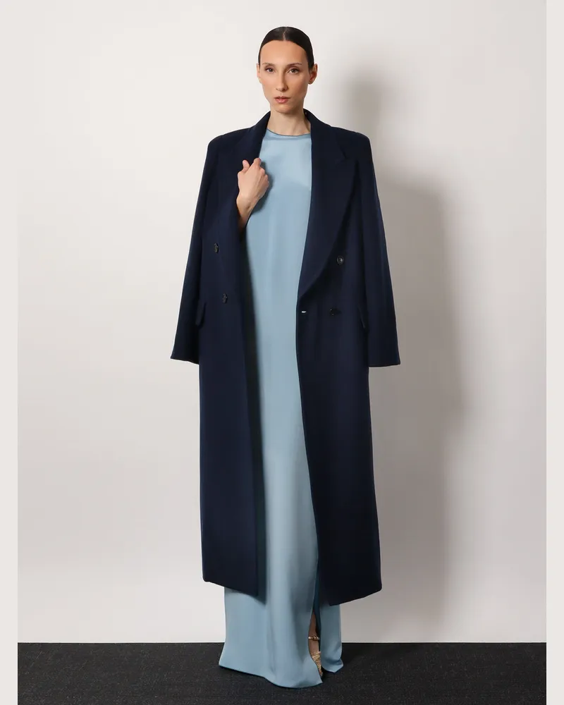 Max Mara Women's Coat Albania Blue Virgin Wool And Cashmere Navy