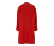 Women's Red Gabardine Overcoat Recycled Polyester Cotton