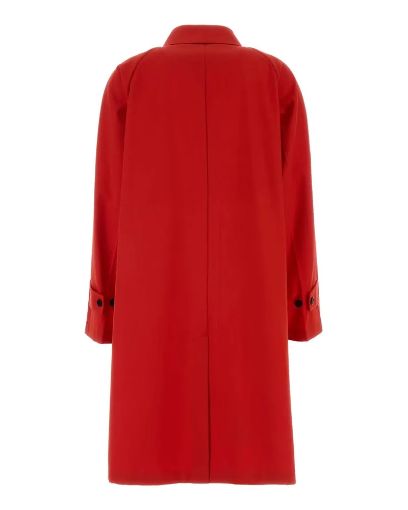 Prada Women's Red Gabardine Overcoat Recycled Polyester Cotton Red