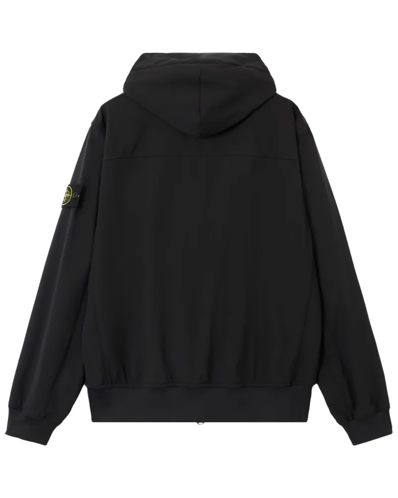 Stone Island Hooded Polyester Raincoat — Black Black