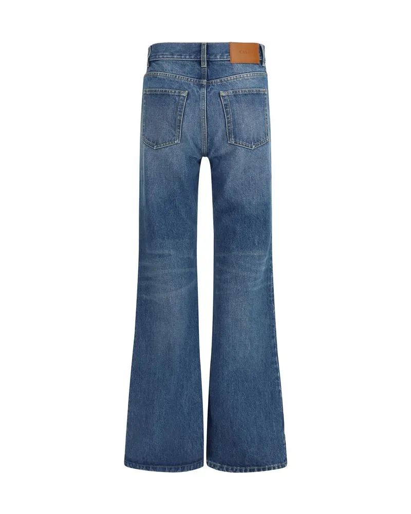 Chloé Women's Blue Cotton Flared Jeans Clothing Blue